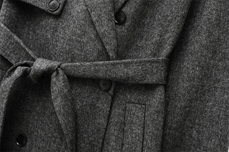 Women Wool Coat With Belt | Double Breasted | Woolen Coat | Trench Coat