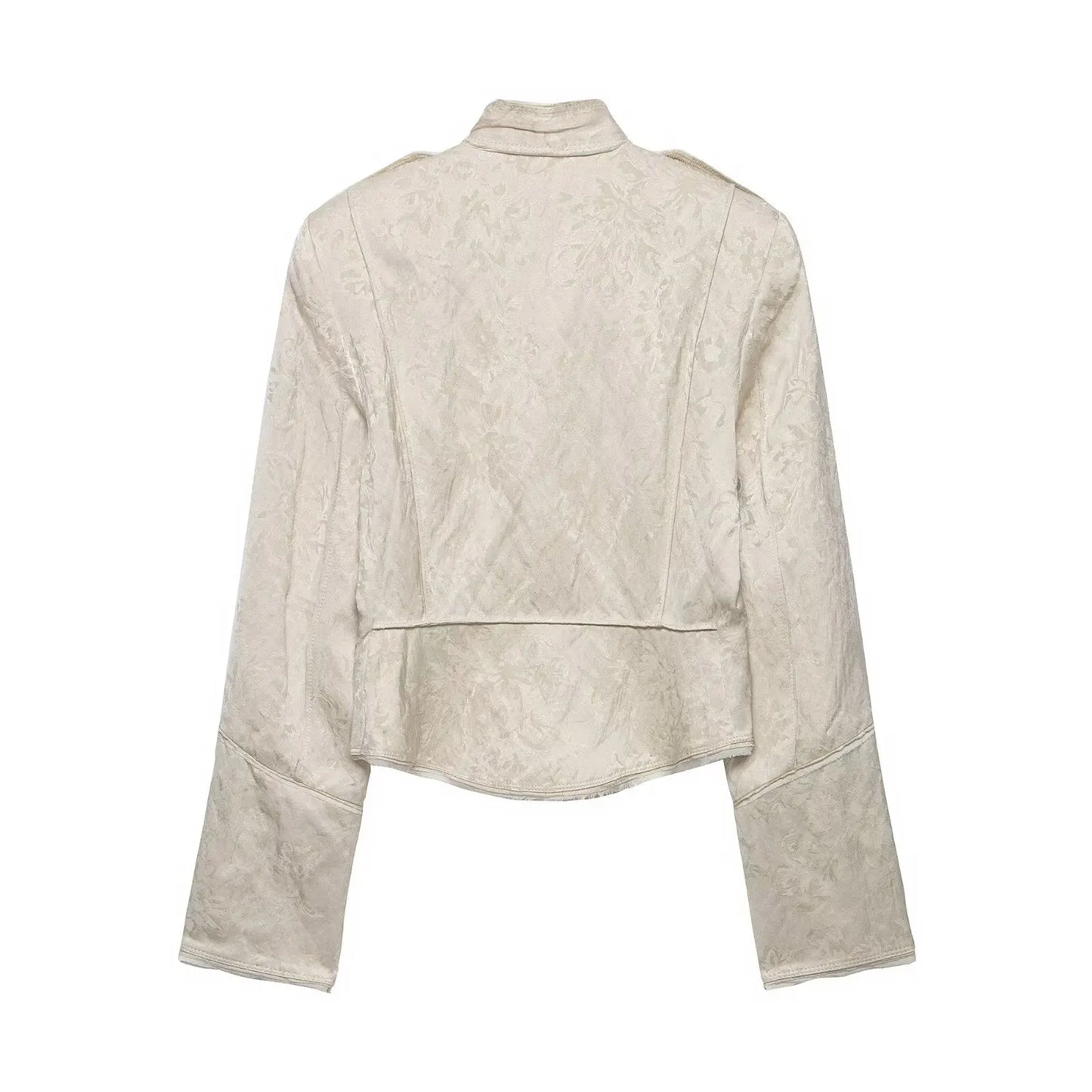 Women Napoleon Jacket | Casual Short Coat | Asymmetrical | Double-Breasted | Long Sleeves | Stand Collar Jacket