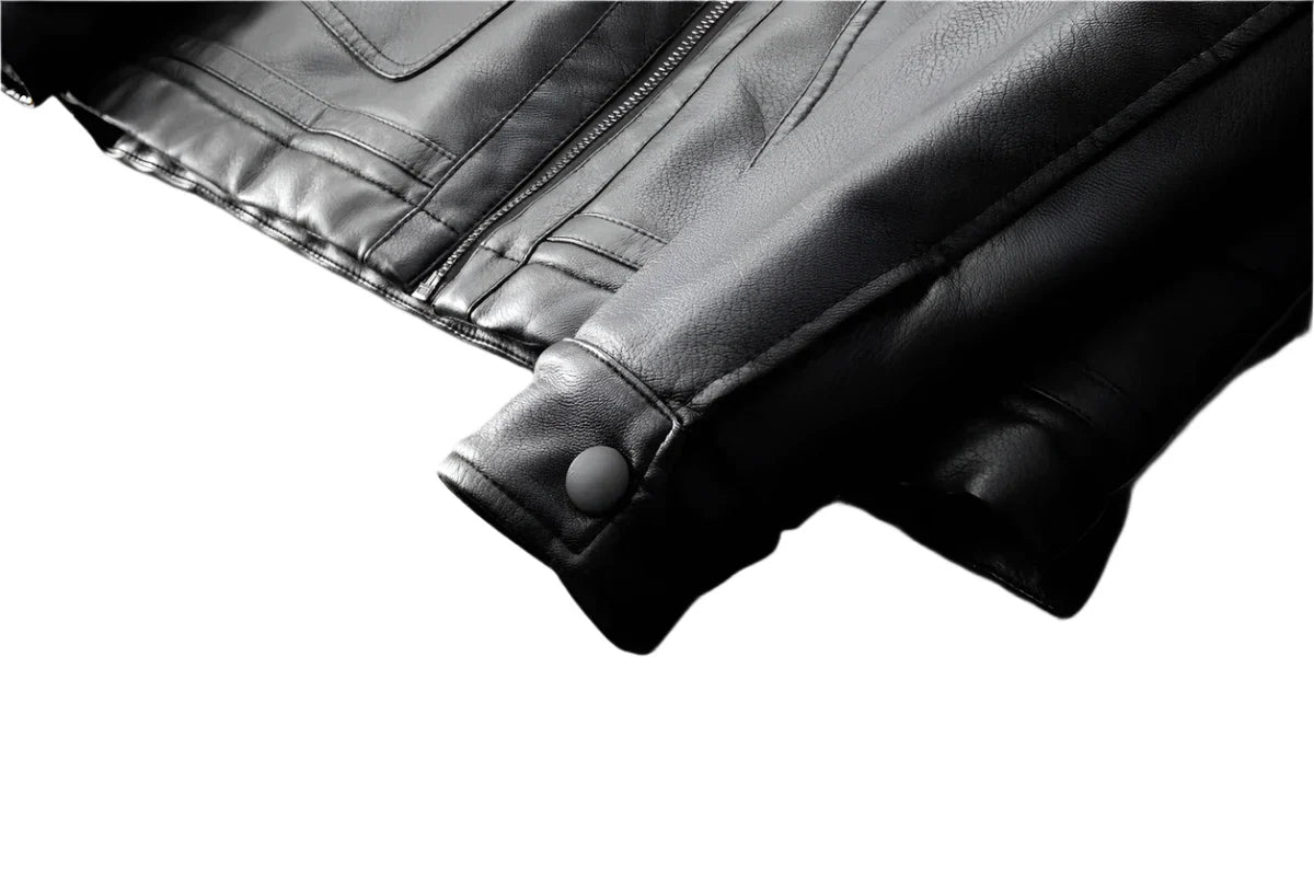 Men Thick Warm Fleece Leather Jacket | Business Casual Biker Coat | Motorcycle Fur Jacket