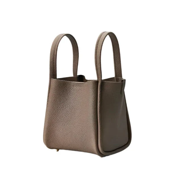 Women Leather Bucket Shoulder Bag | Large Capacity Handbag Elephant grey