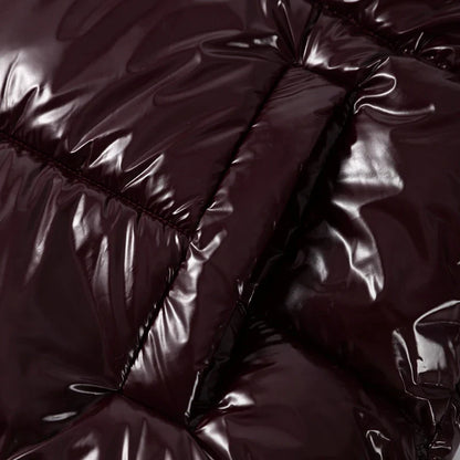 Women Glossy Zipper Hooded Jacket | Windbreaker | Pleated | Short Jacket | Cotton