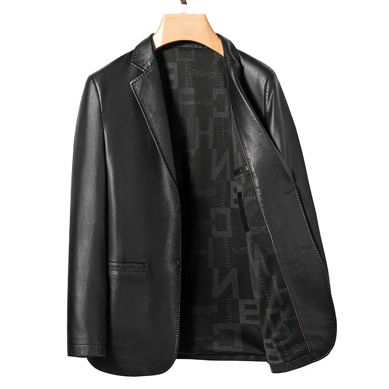Sheep Leather Casual Suit Men's Jacket | Black Brown Leather Winter Jacket