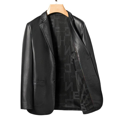 Sheep Leather Casual Suit Men's Jacket | Black Brown Leather Winter Jacket