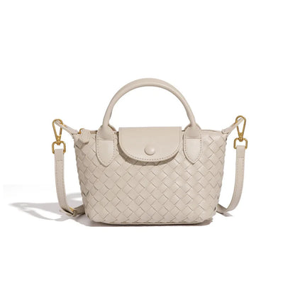 Women Woven Shoulder Bag | Small Dumpling Bag | Bucket Bag | Crossbody Bag | Lunch Box Bag Ivory