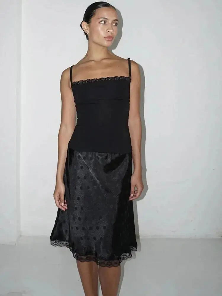 Women Polka Dot Lace Skirt | High Waist | Mini Skirt