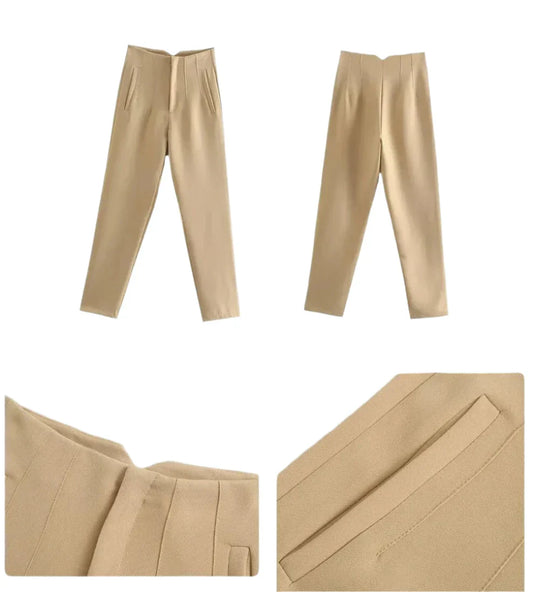 Women High Waisted Cropped Pants | Casual Office Pants
