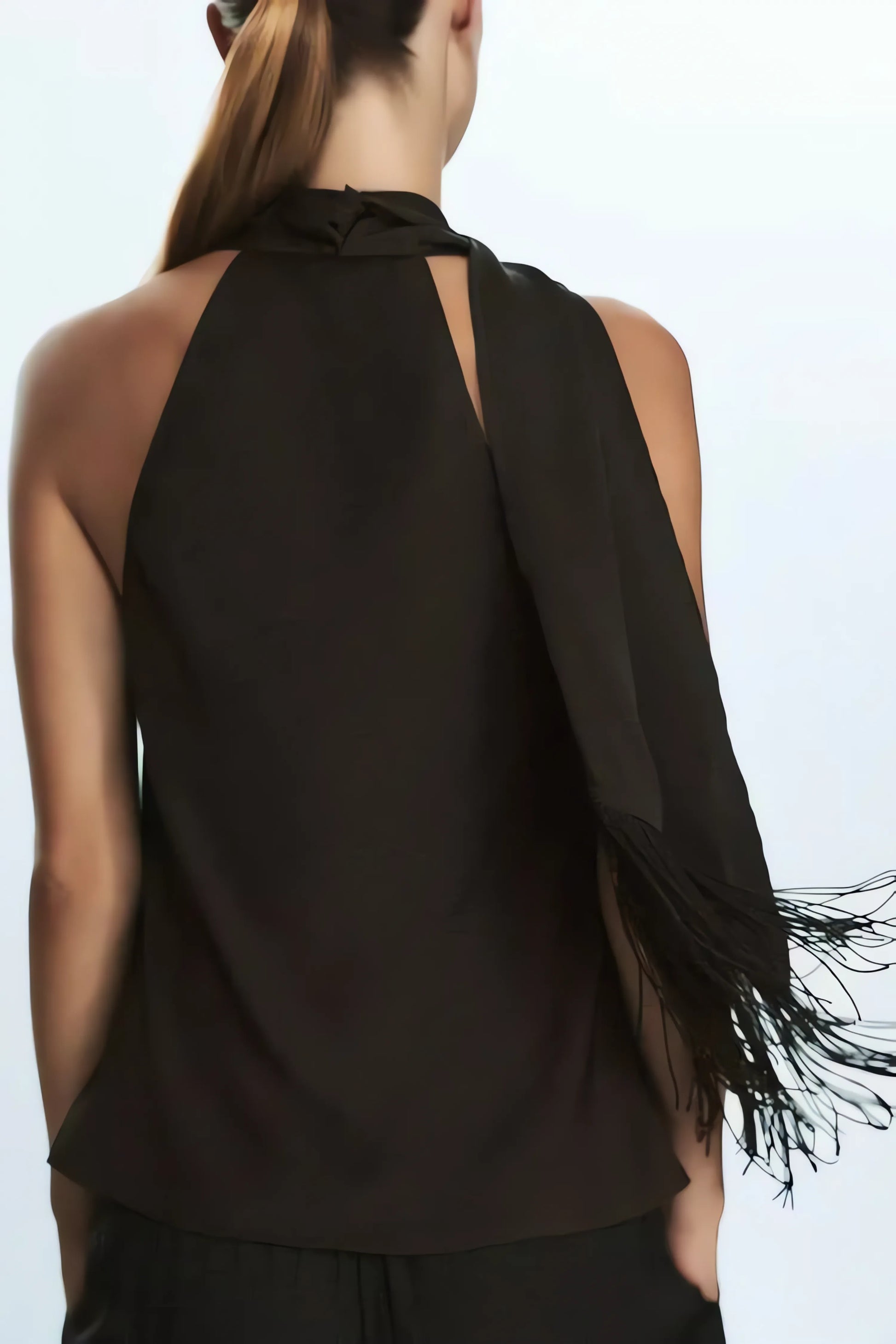 Women Satin Pleated Top | Sleeveless | Summer | V Neck | Halter Neck