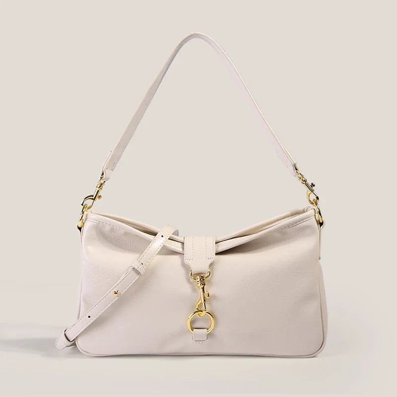 Women Vintage Leather Shoulder Bag White