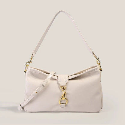 Women Vintage Leather Shoulder Bag White