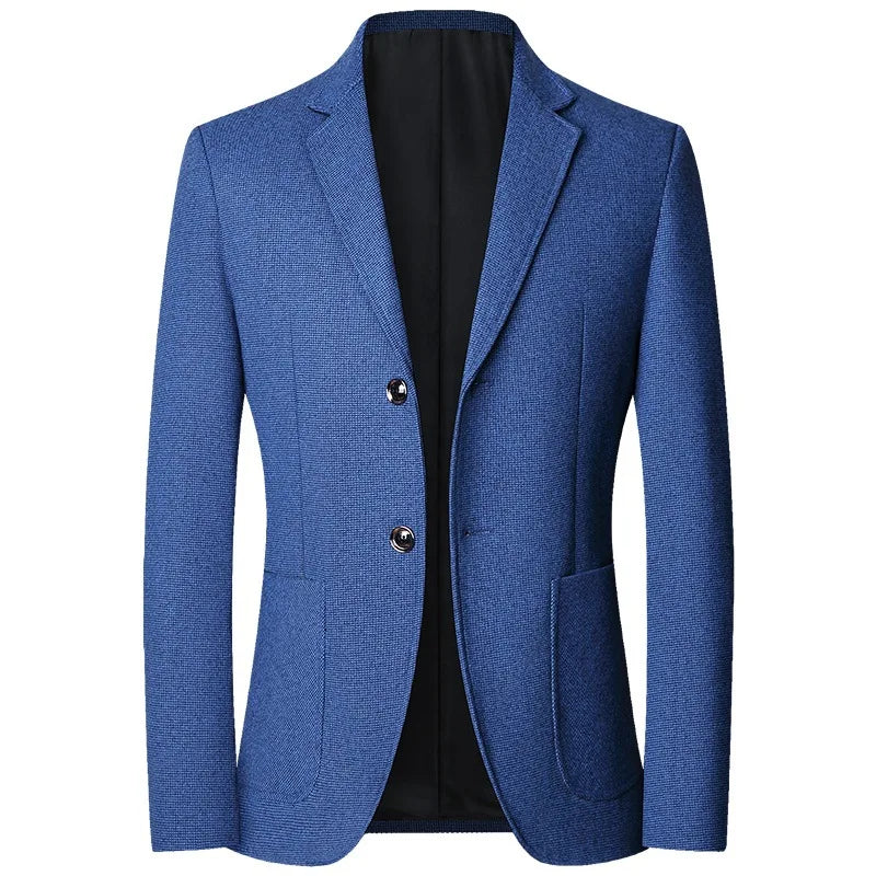 Men Slim Fit Blazer Suit | Wool Business Casual Suit | Men Casual Coat royal blue
