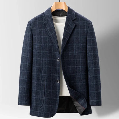 Men Plaid Blazer | Business Casual Party | Gentleman Suit Jacket Plaid blue