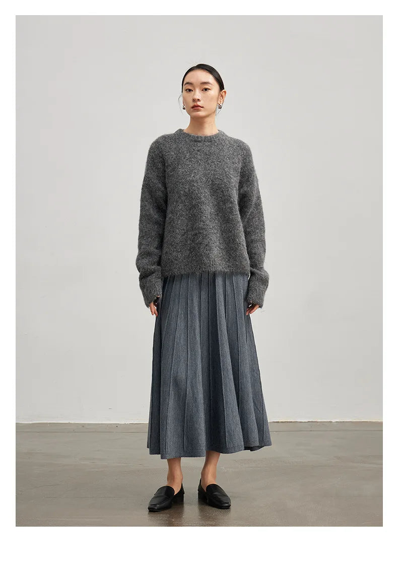Women Alpaca Sweater | O-Neck | Loose | Knitted Pullover | Winter Sweater