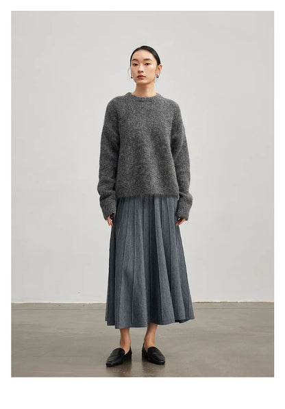 Women Alpaca Sweater | O-Neck | Loose | Knitted Pullover | Winter Sweater