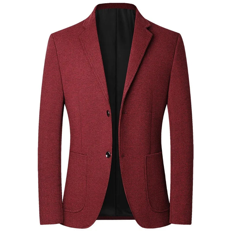 Men Slim Fit Blazer Suit | Wool Business Casual Suit | Men Casual Coat Red