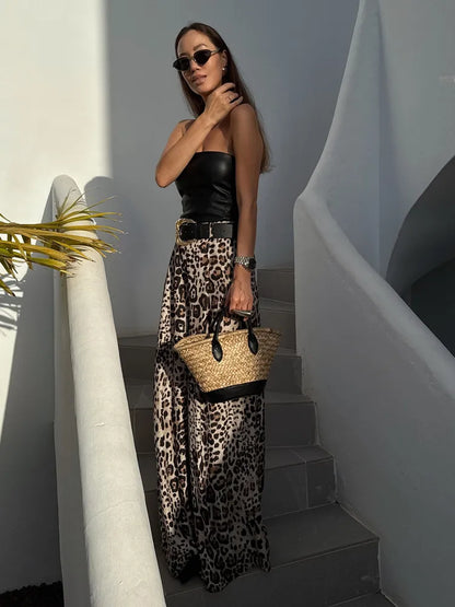 Women Satin with Belt High Waisted Trousers | Wide Leg Pants | Casual Pants