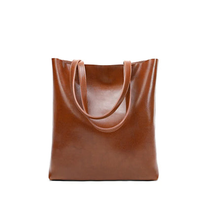 Women Genuine Leather Tote Bag | Large Capacity Leather Bag brown