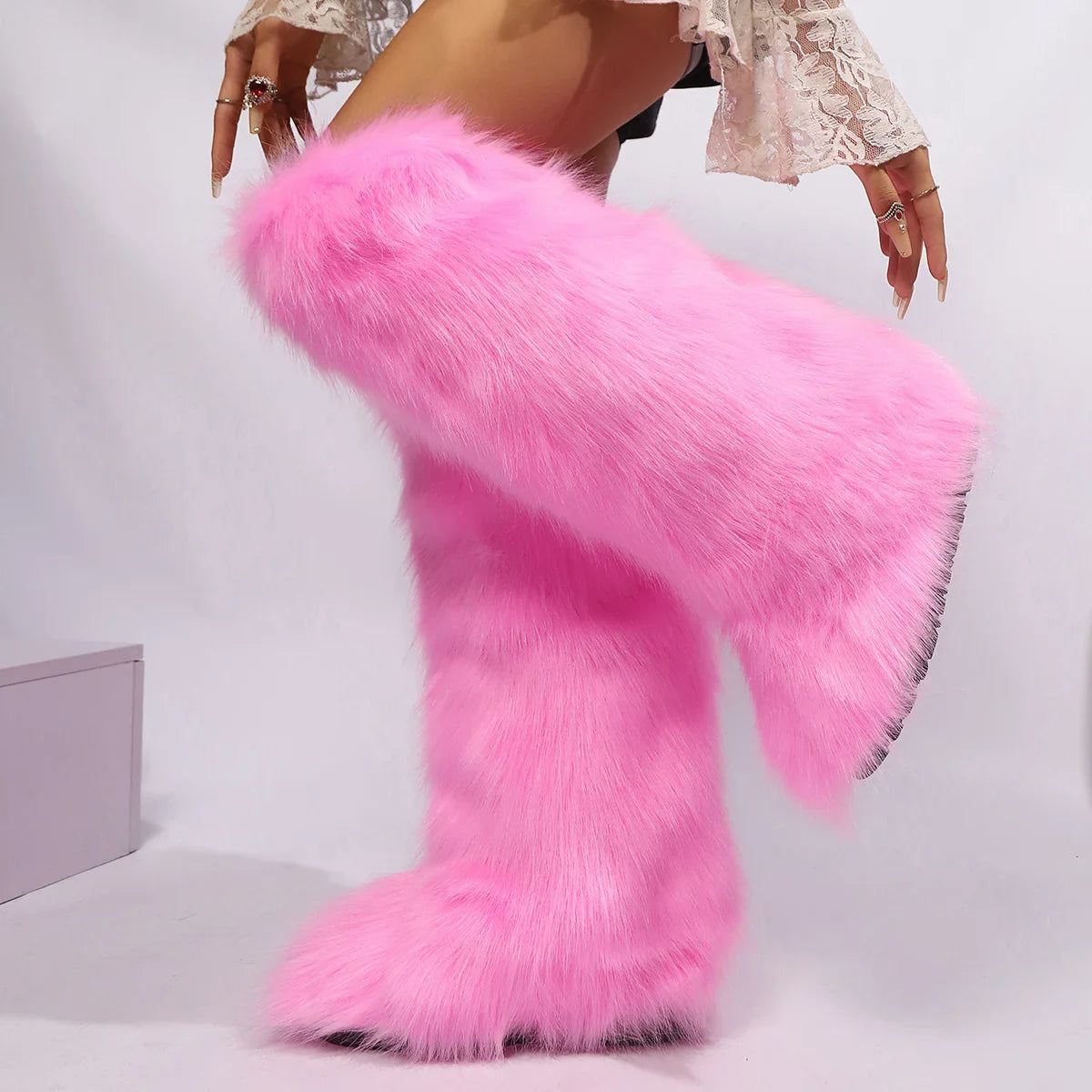 Women Over-The-Knee Boots | High Boots | Winter | Fur Snow Boots | Warm Boots | Non-Slip Light Pink