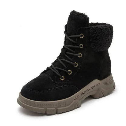 Women Genuine Leather Snow Boots | Winter Shoes | Non-Slip Ankle Boots black