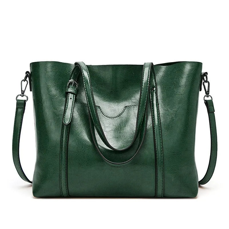Women Tote Shoulder Bag | Oil Wax Leather Handbag Green