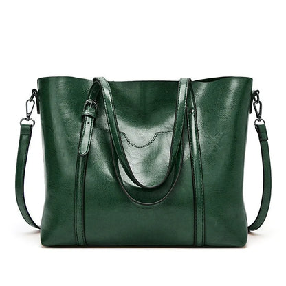 Women Tote Shoulder Bag | Oil Wax Leather Handbag Green