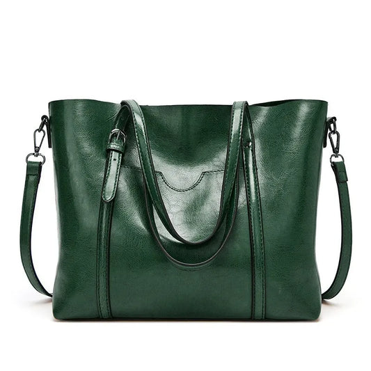 Women Tote Shoulder Bag | Oil Wax Leather Handbag Green