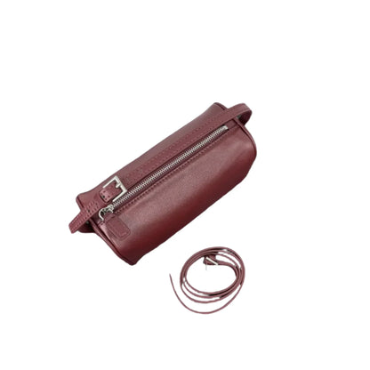 Women Vintage Suede Leather Shoulder Bag Burgundy