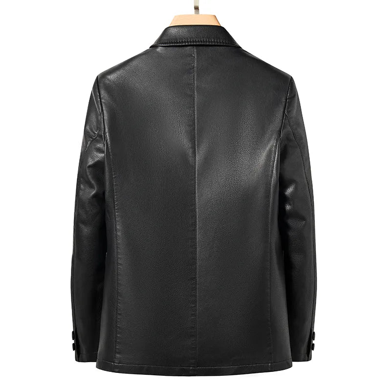 Sheep Leather Casual Suit Men's Jacket | Black Brown Leather Winter Jacket