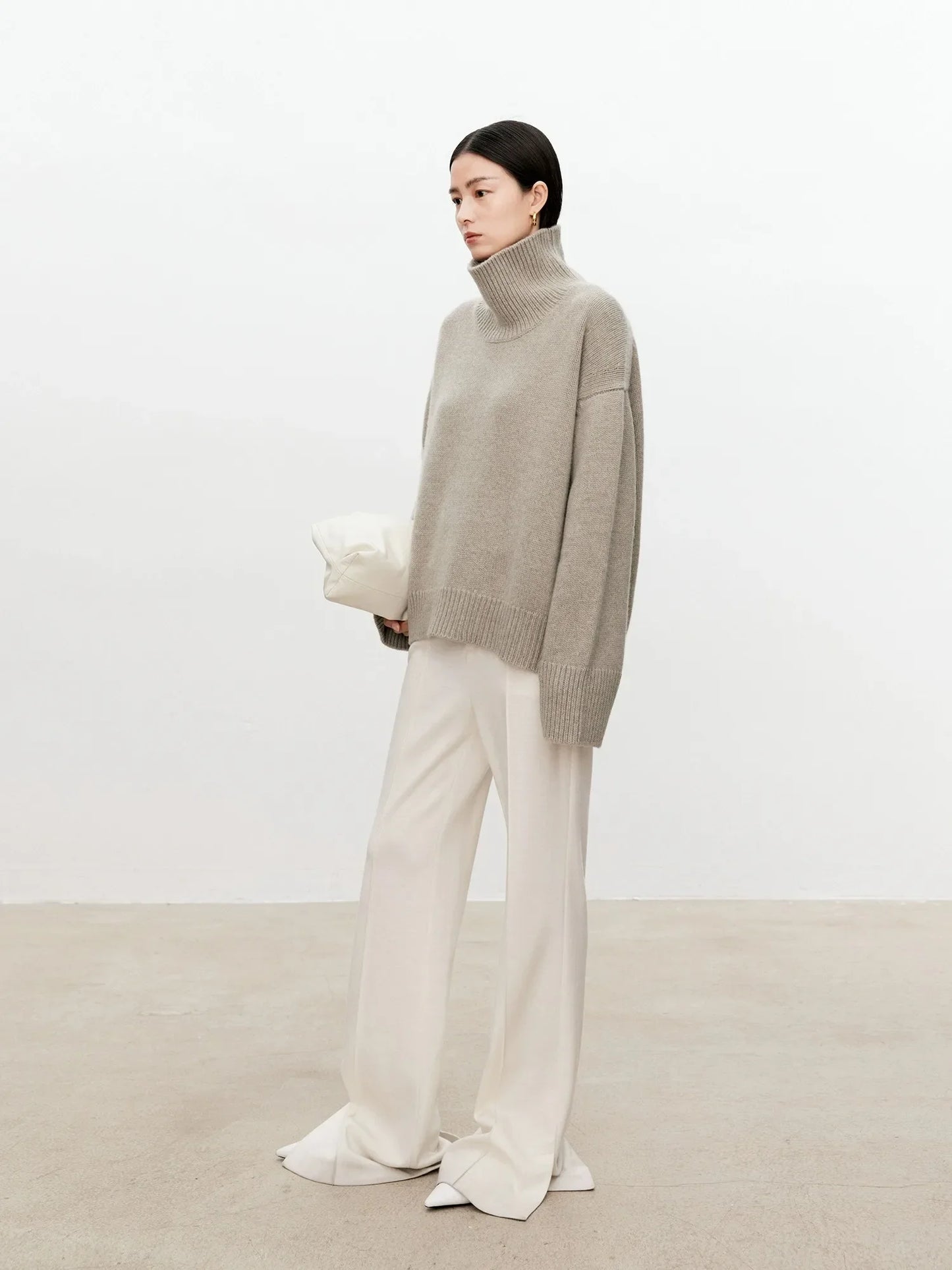 Women Soft Cashmere Sweater | Loose and Thick Turtleneck Pullover Knit