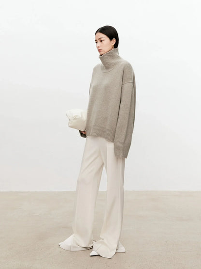 Women Soft Cashmere Sweater | Loose and Thick Turtleneck Pullover Knit