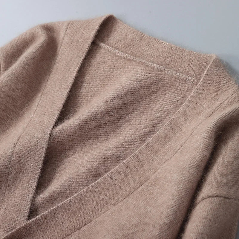 Men Mink Cashmere Warm Cardigan | Casual Loose V-Neck Knit Coat