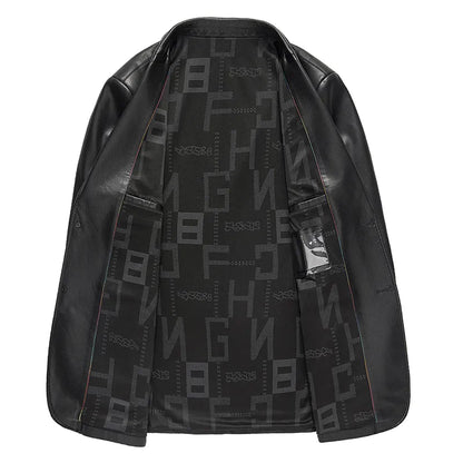 Sheep Leather Casual Suit Men's Jacket | Black Brown Leather Winter Jacket