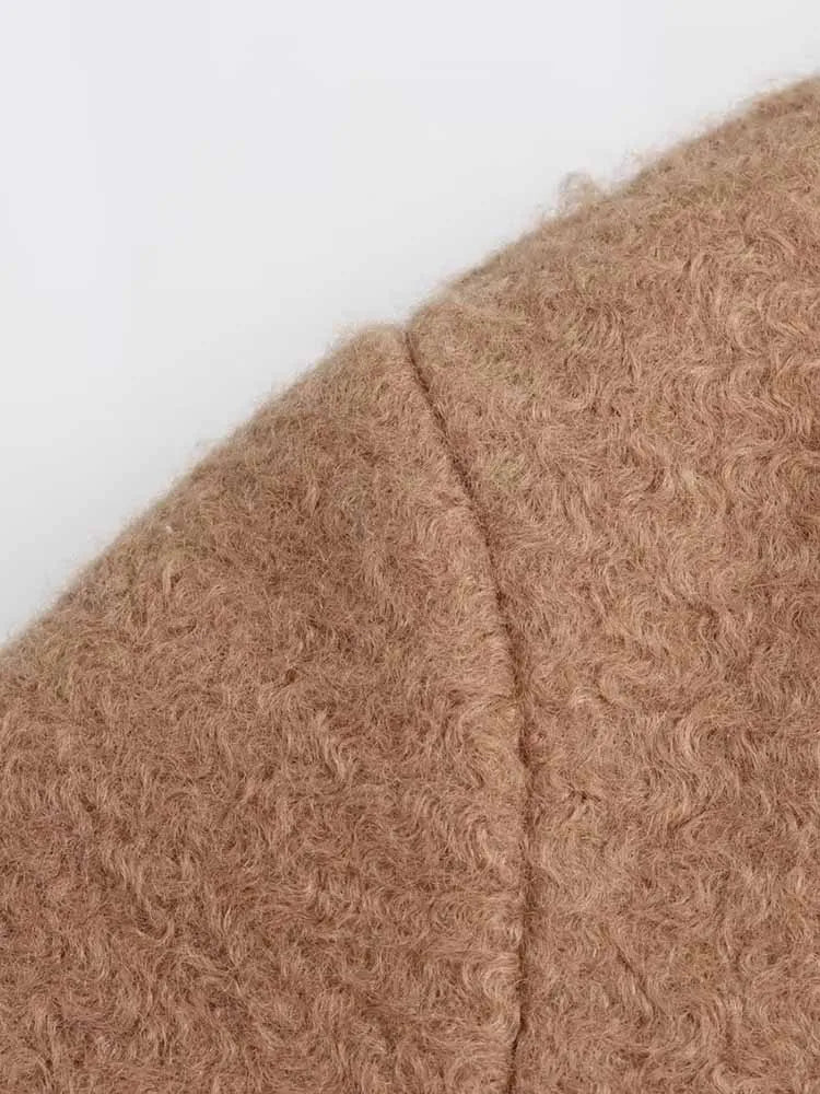 Women Long Coat | Loose Long-Sleeved Bouclé Coat