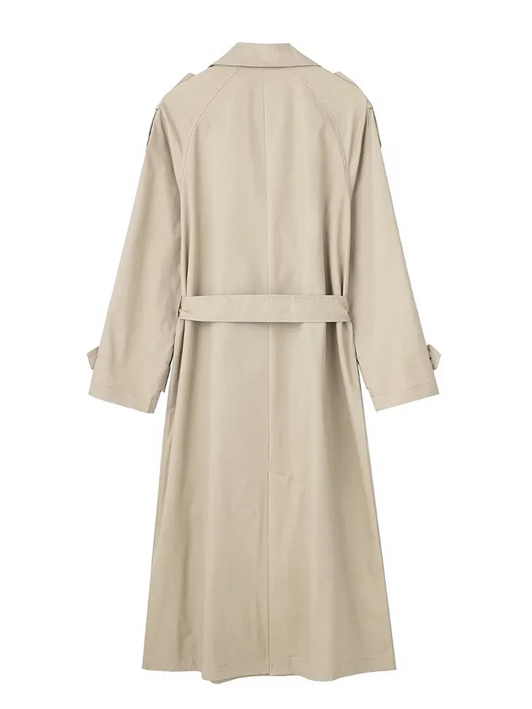 Women Double Breasted Trench Coat With Belt