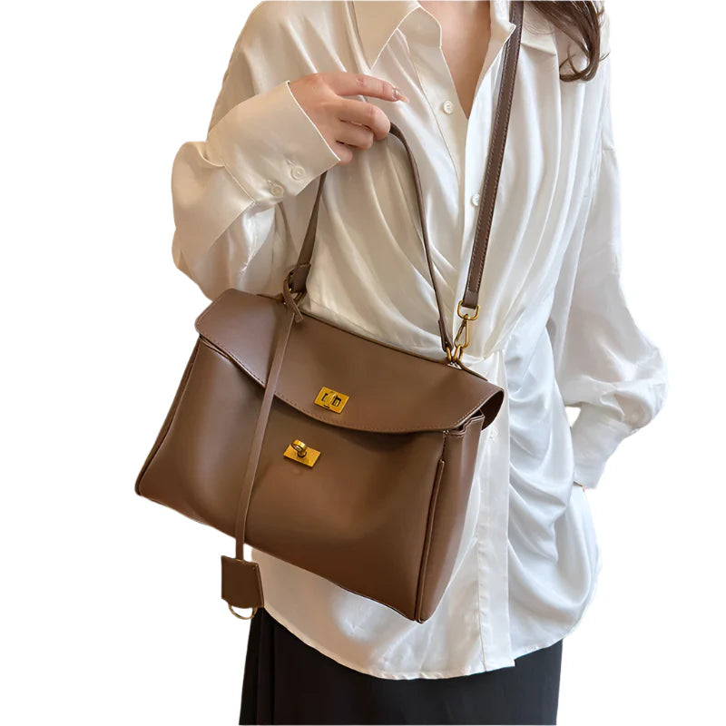 Women French Handbag | Luxury Shoulder Bag | Large Capacity Metal Buckle Tote Bag