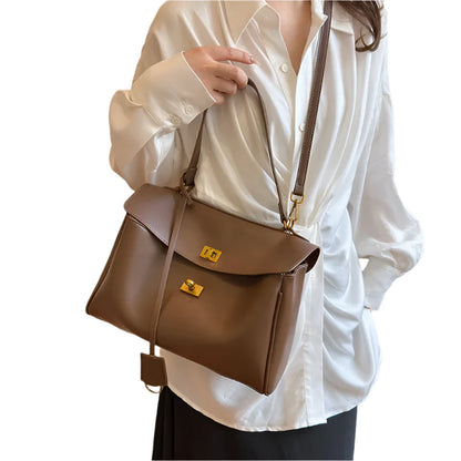 Women French Handbag | Luxury Shoulder Bag | Large Capacity Metal Buckle Tote Bag