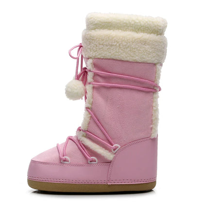 Women Pink Winter Boots | Snow Boots | Mid-calf Boots