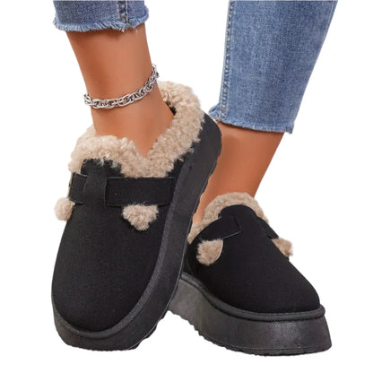 Women Plush Winter Platform Slippers | Women Snow Boots black