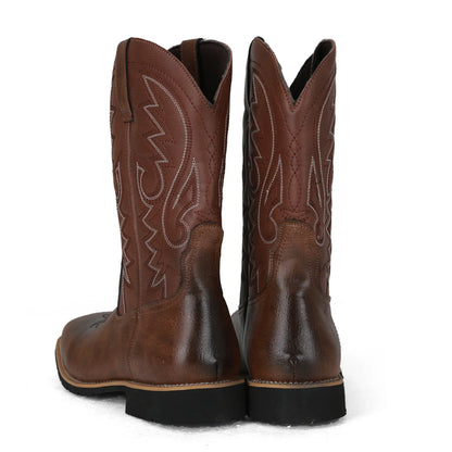 Men Embroidered Cowboy Boots | Western Riding Boots | Mid-Calf Pointed Toe Boots