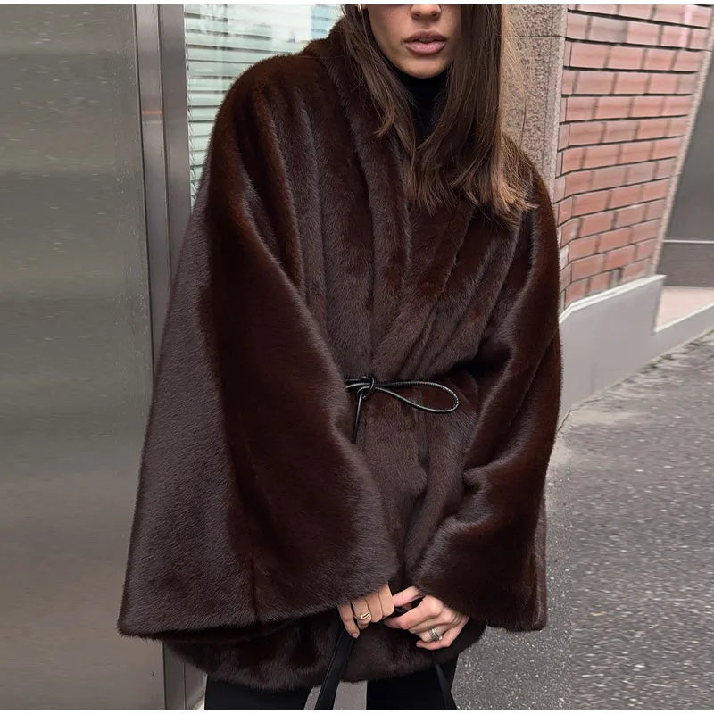 Women Vintage Fur Coat | Wrap Coat