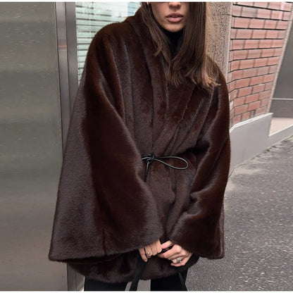 Women Vintage Fur Coat | Wrap Coat