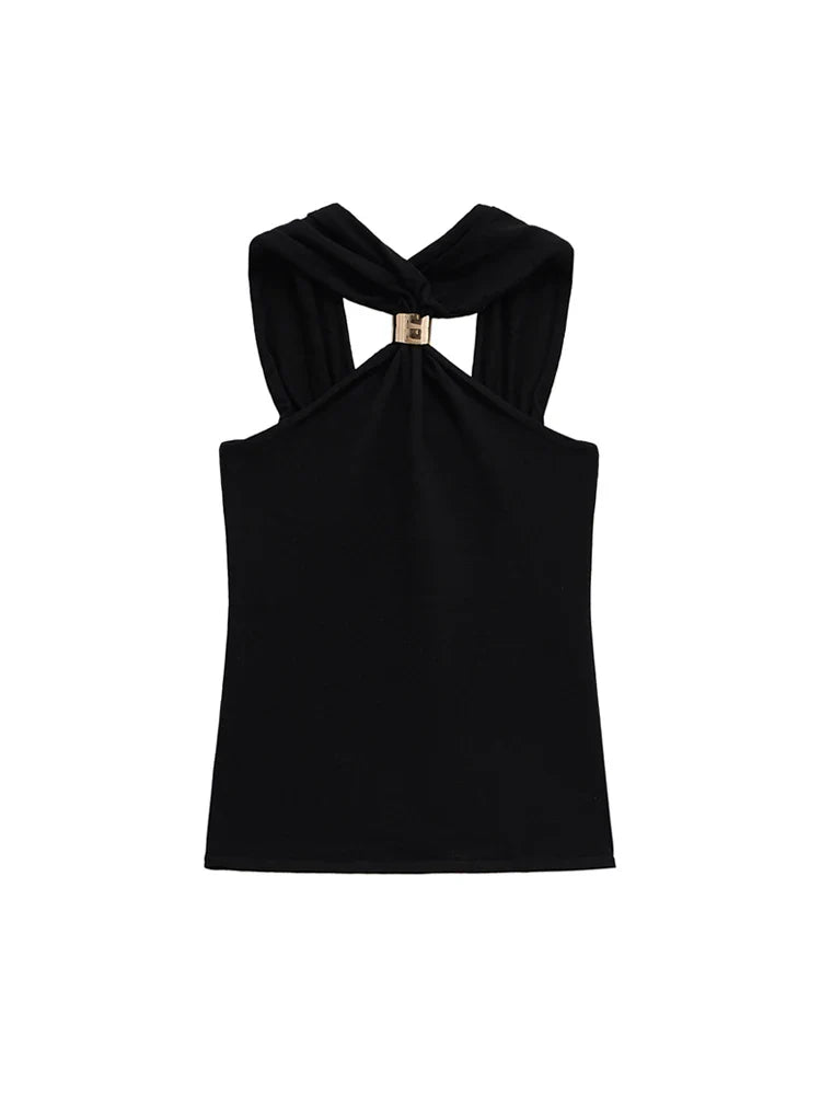 Women Knit Halter Neck Tank Top | Ring Top