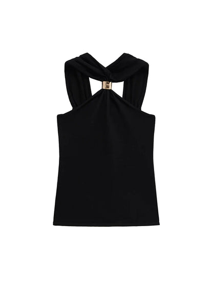 Women Knit Halter Neck Tank Top | Ring Top