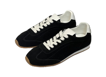 Women Genuine Leather Shoes | Flat Casual Sport Shoes | Comfortable | Breathable | German Trainers Black