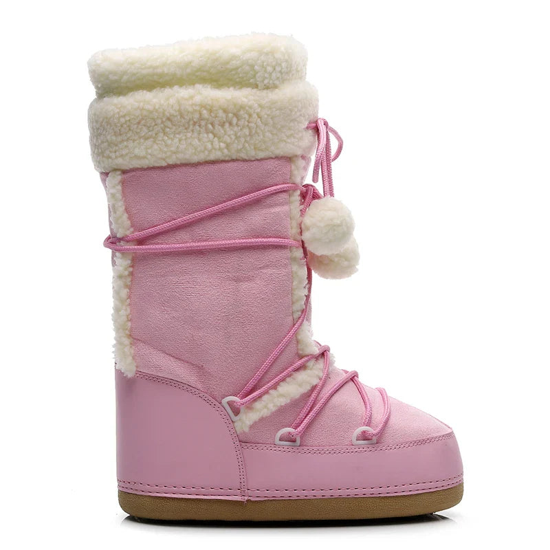Women Pink Winter Boots | Snow Boots | Mid-calf Boots