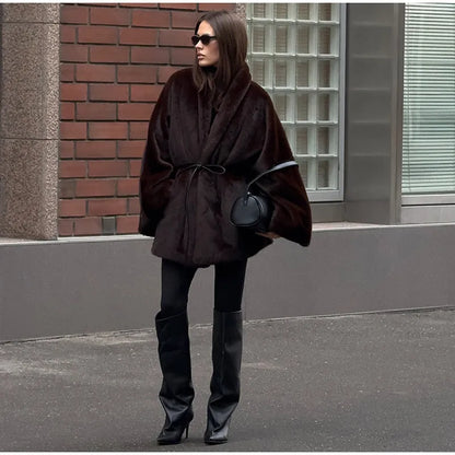 Women Vintage Fur Coat | Wrap Coat