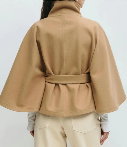 Women Trench cape Coat | Stand Collar Windbreaker | Cape Long Sleeve | Batwing Sleeves | Autumn