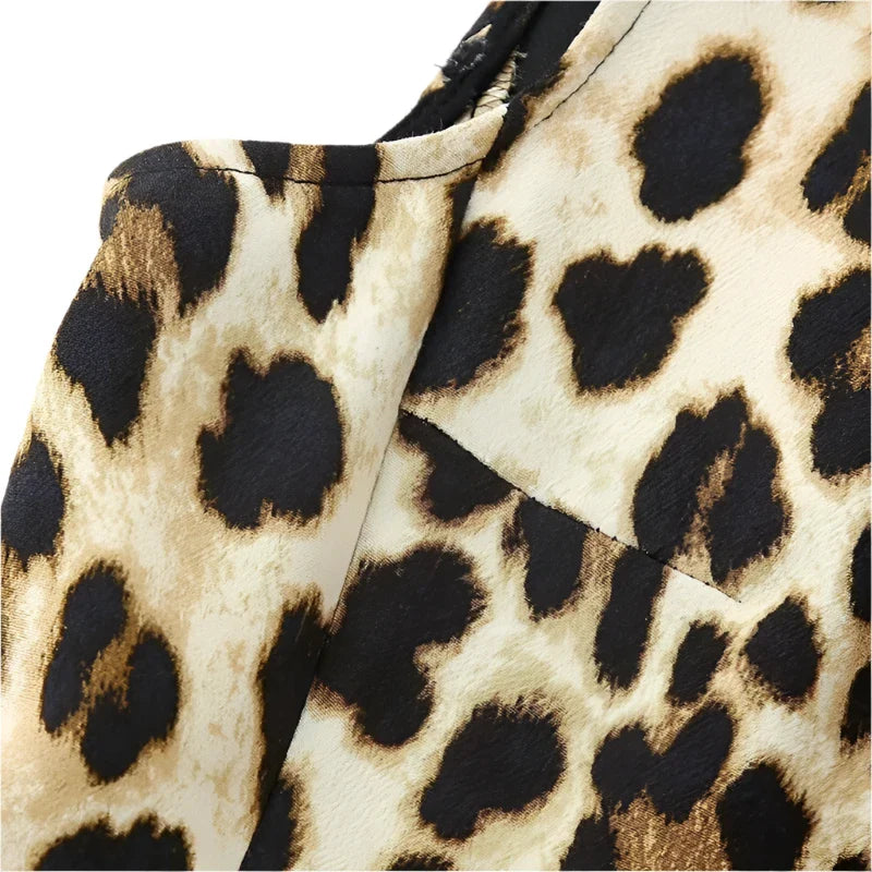 Women Leopard Print Mini Dress | Sleeveless O-Neck Dress