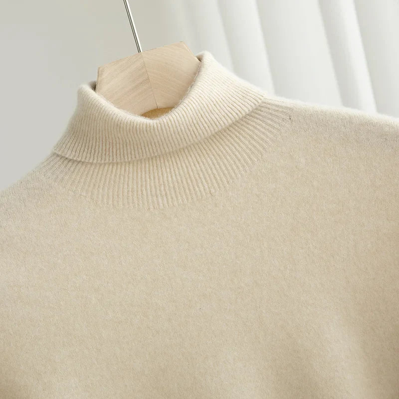 Men Merino Wool Turtleneck Knitted Pullover | Merino Wool Sweater | Cashmere Warm Knit Top