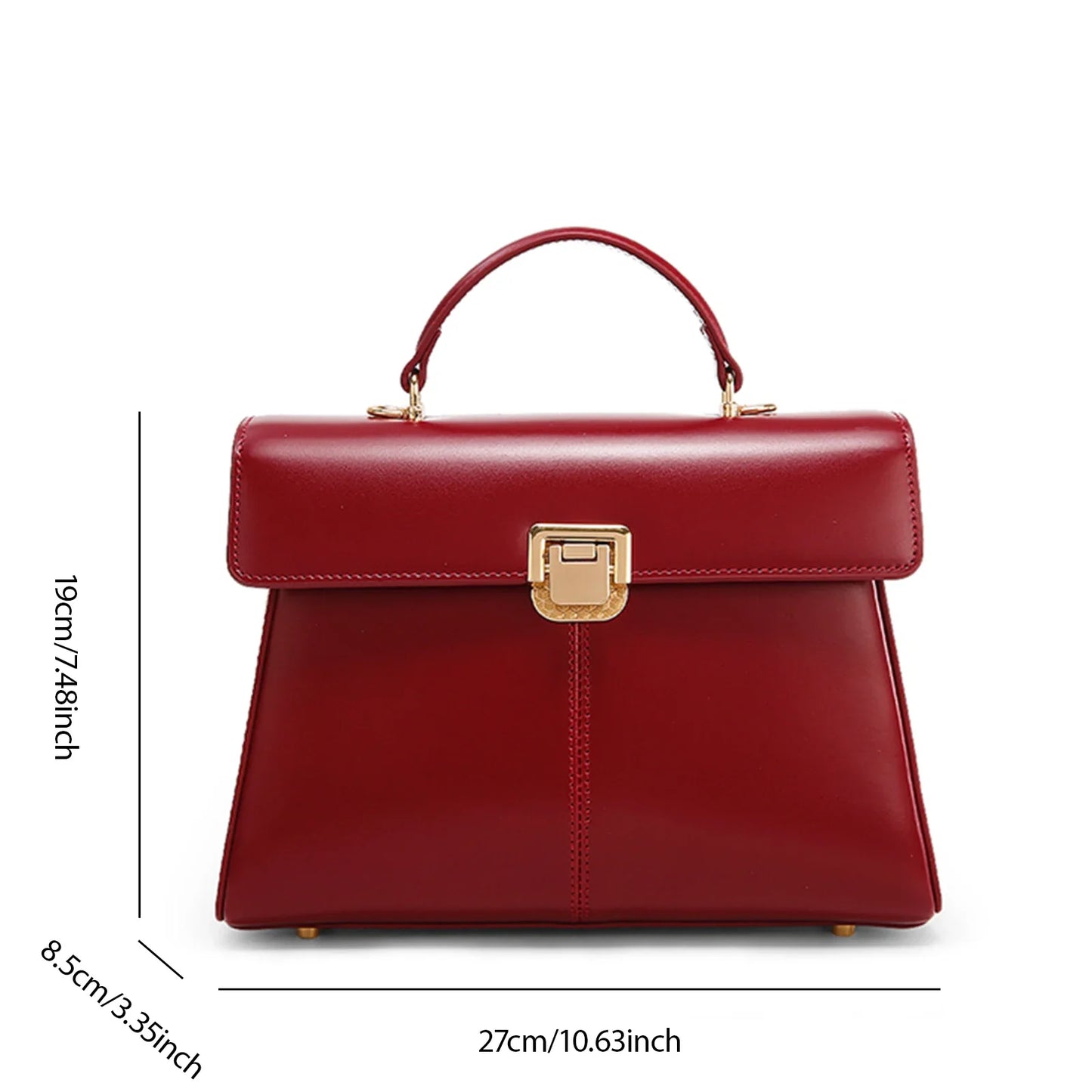 Women Leather Handbag | Crossbody Bag With Scarf Decor Red