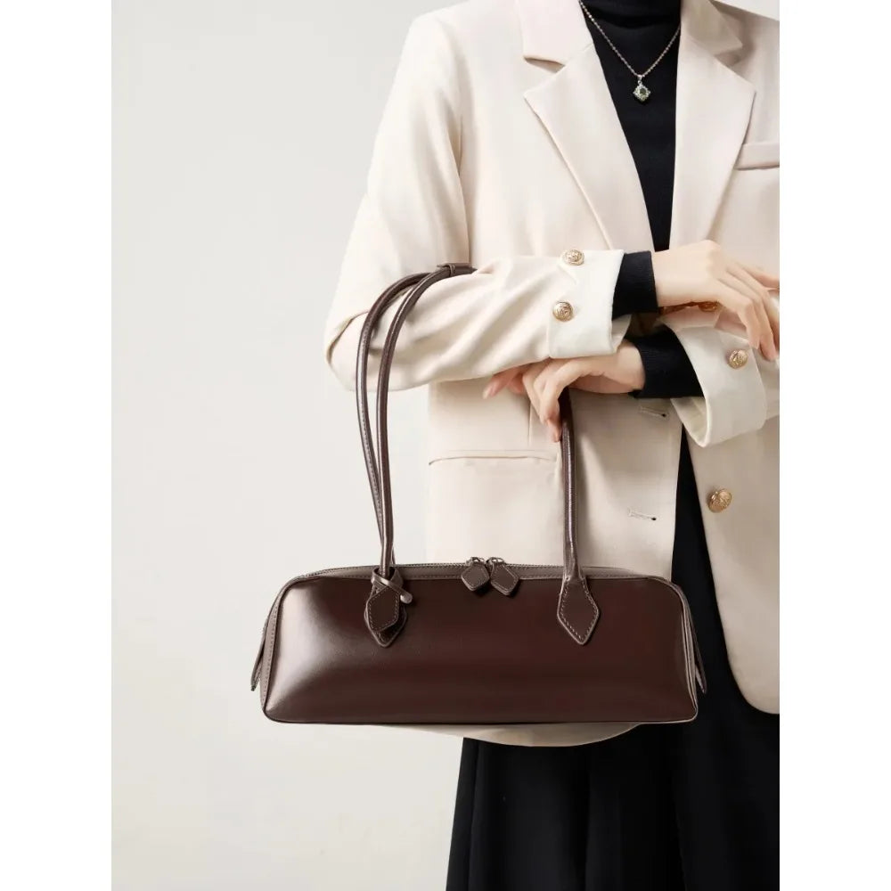 Women Leather Bag | Luxury Vintage | Long Shoulder Shopping Bag | Underarm Bag | Baguette